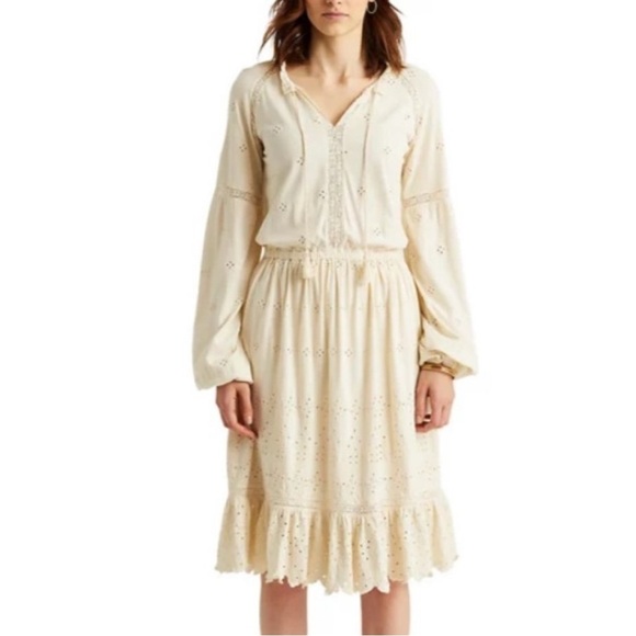 Lauren RL Black Label Cottagecore Romantic Eyelet Lace Dress w MEASUREMENTS! - Picture 1 of 16